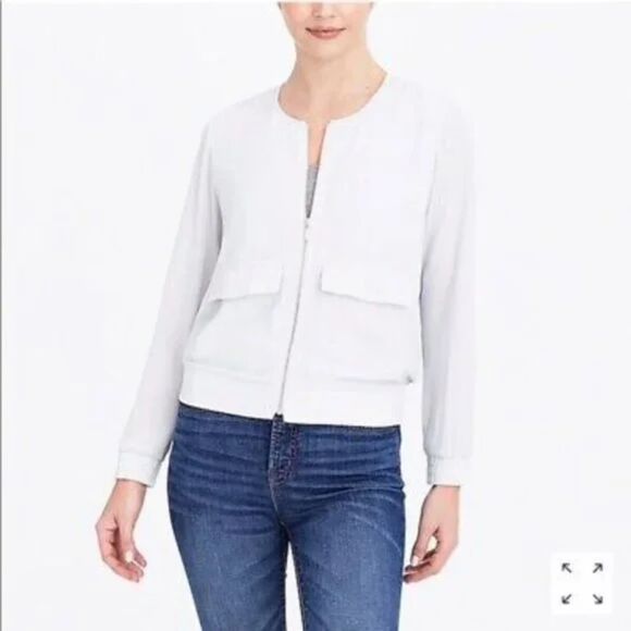 J.Crew Collarless Drapey Jacket | NWT | Women’s Medium Light Gray - Picture 1 of 8